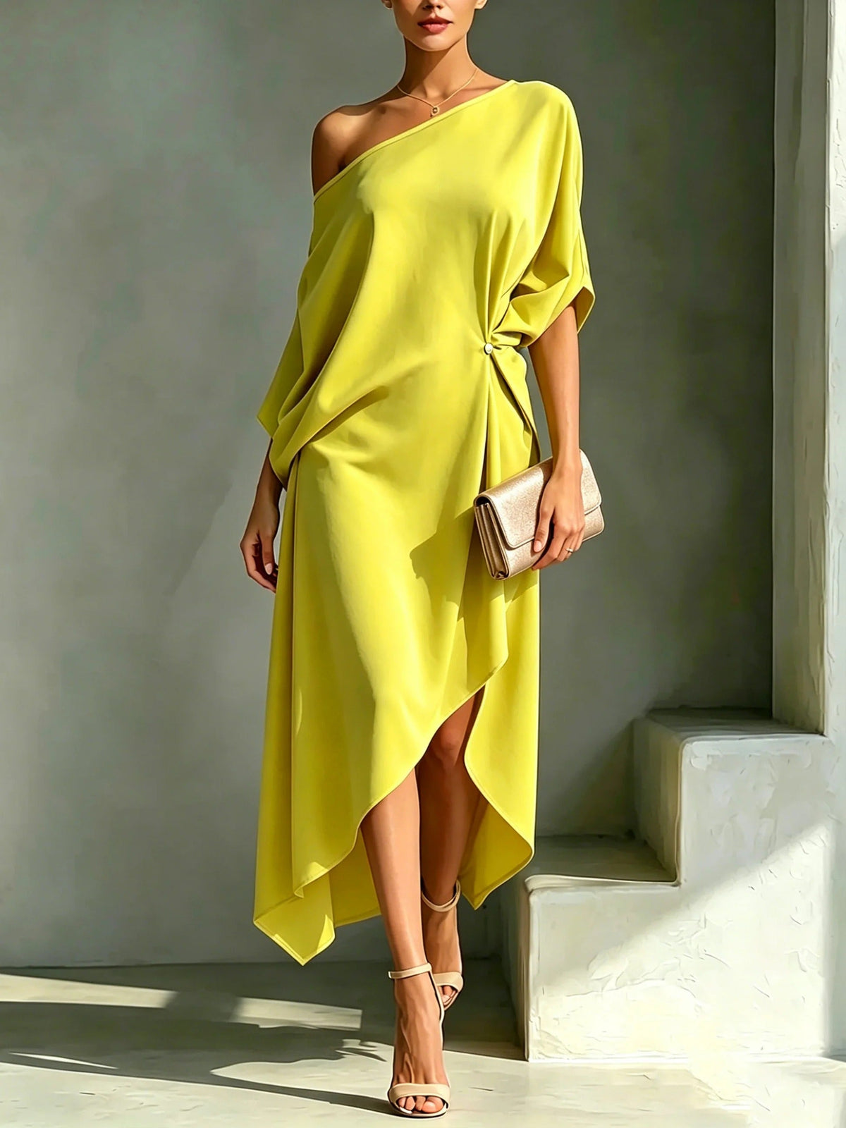 ROUSSEAU BORDEAUX | ROBE MIDI ASYMÉTRIQUE POUR FEMMES