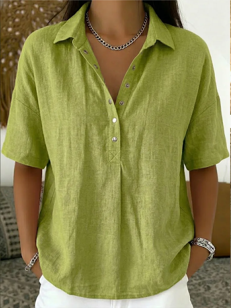 ROUSSEAU BORDEAUX | BLOUSE À COL EN V AVEC BOUTONS POUR FEMMES