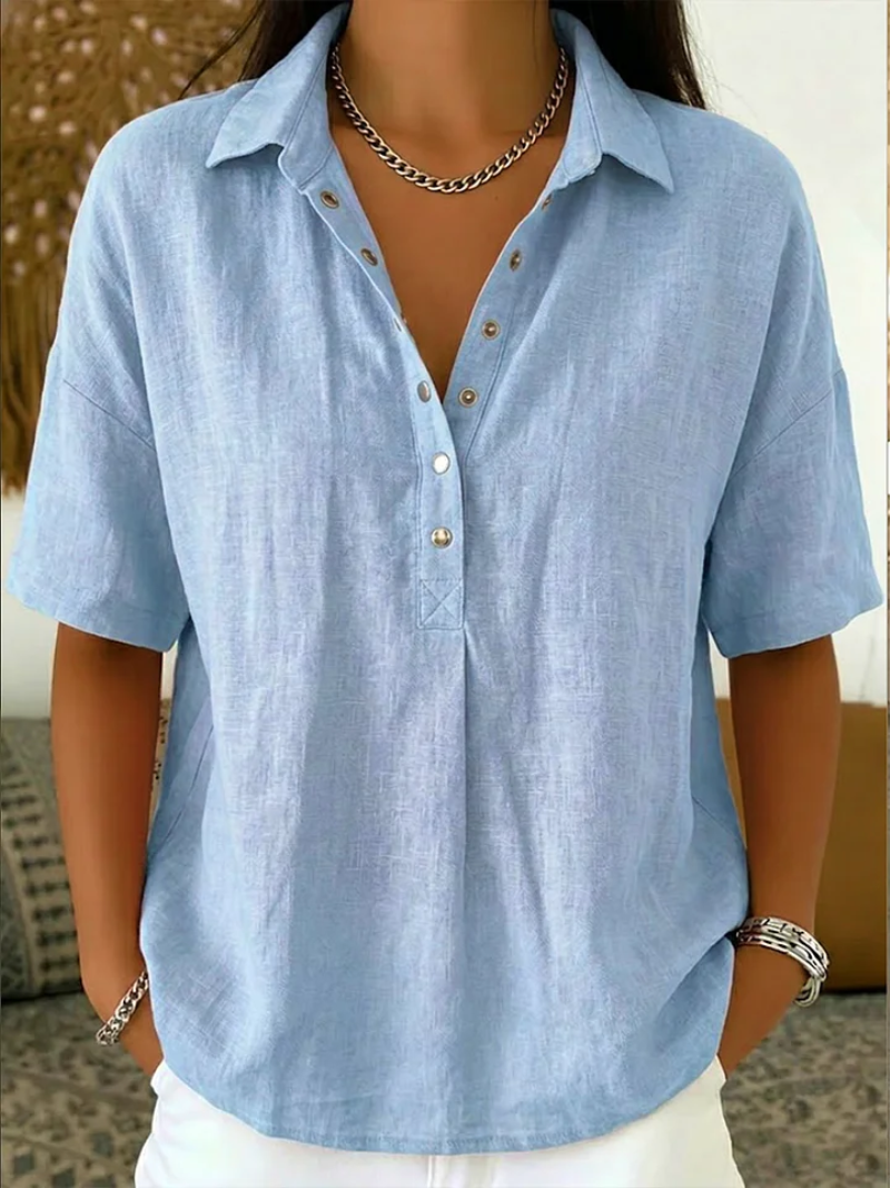 ROUSSEAU BORDEAUX | BLOUSE À COL EN V AVEC BOUTONS POUR FEMMES