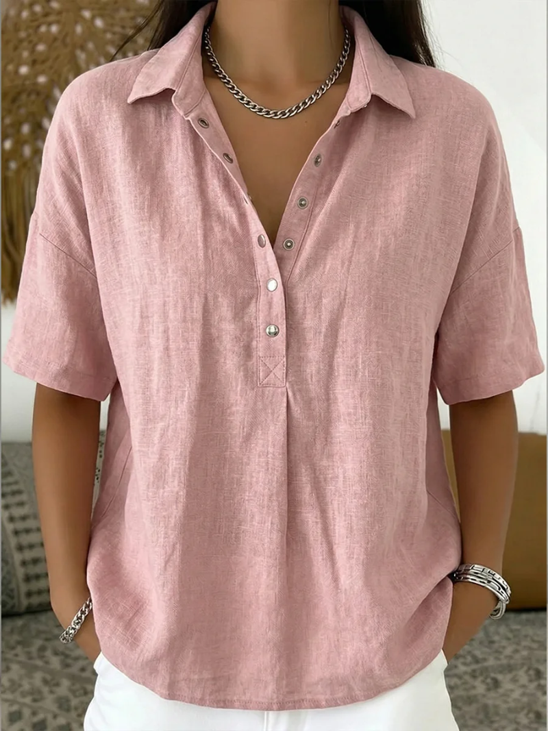 ROUSSEAU BORDEAUX | BLOUSE À COL EN V AVEC BOUTONS POUR FEMMES