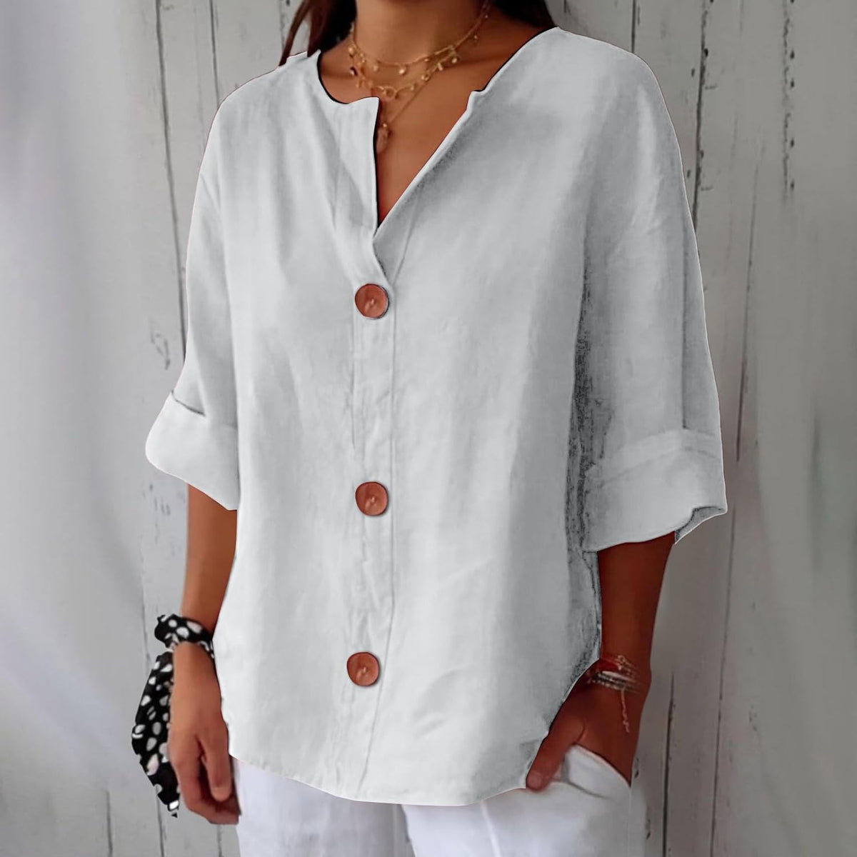ROUSSEAU BORDEAUX | CHEMISE À COL EN V POUR FEMMES