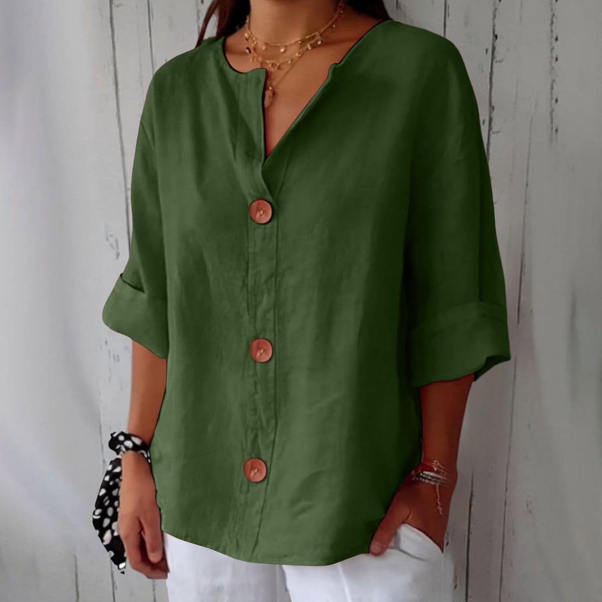 ROUSSEAU BORDEAUX | CHEMISE À COL EN V POUR FEMMES