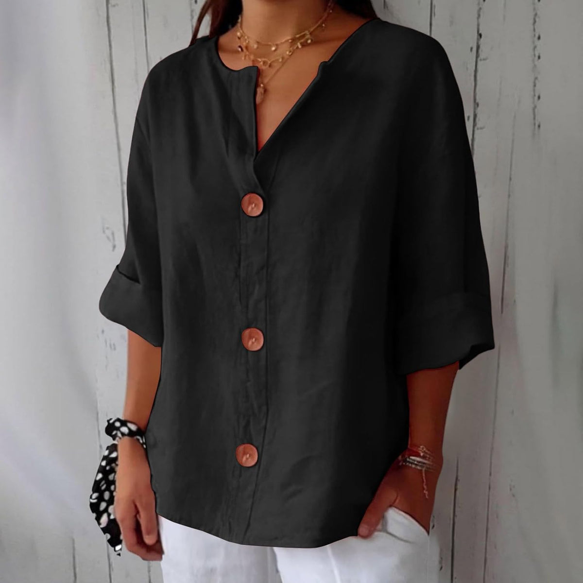ROUSSEAU BORDEAUX | CHEMISE À COL EN V POUR FEMMES