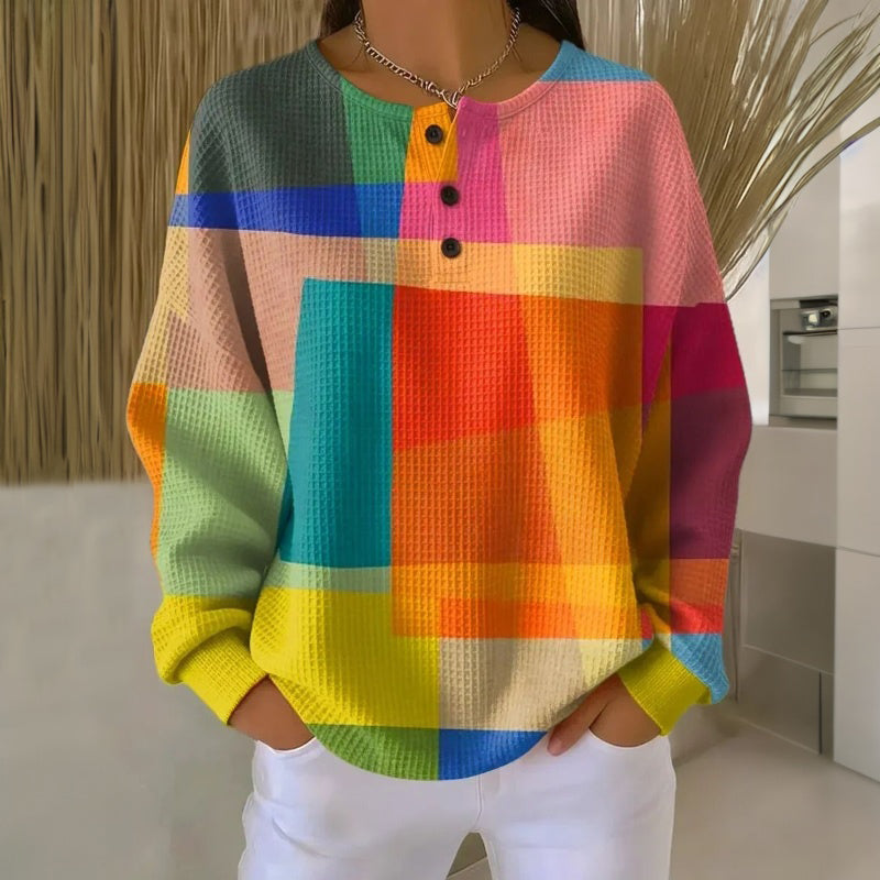 ROUSSEAU BORDEAUX | PULL IMPRIMÉ À BOUTONS POUR FEMMES