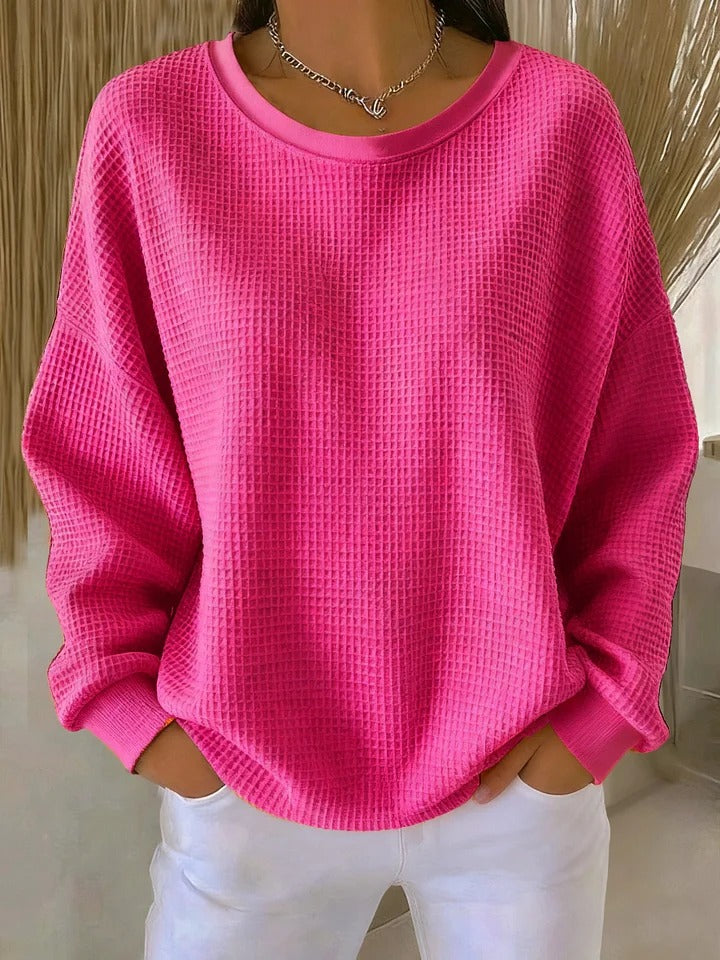 ROUSSEAU BORDEAUX | PULL OVERSIZE EN MAILLE GAUFRÉE POUR FEMME