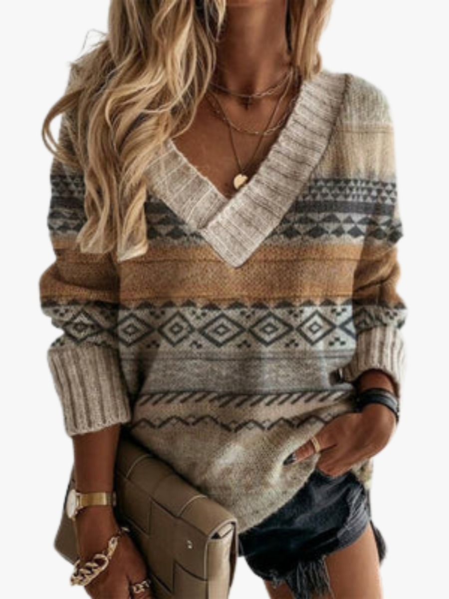 ROUSSEAU BORDEAUX | PULL TRICOT PATCHWORK POUR FEMMES