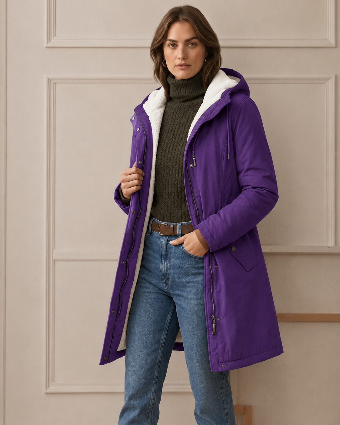 ROUSSEAU BORDEAUX| PARKA D'HIVER DOUBLÉE EN POLAIRE POUR FEMMES