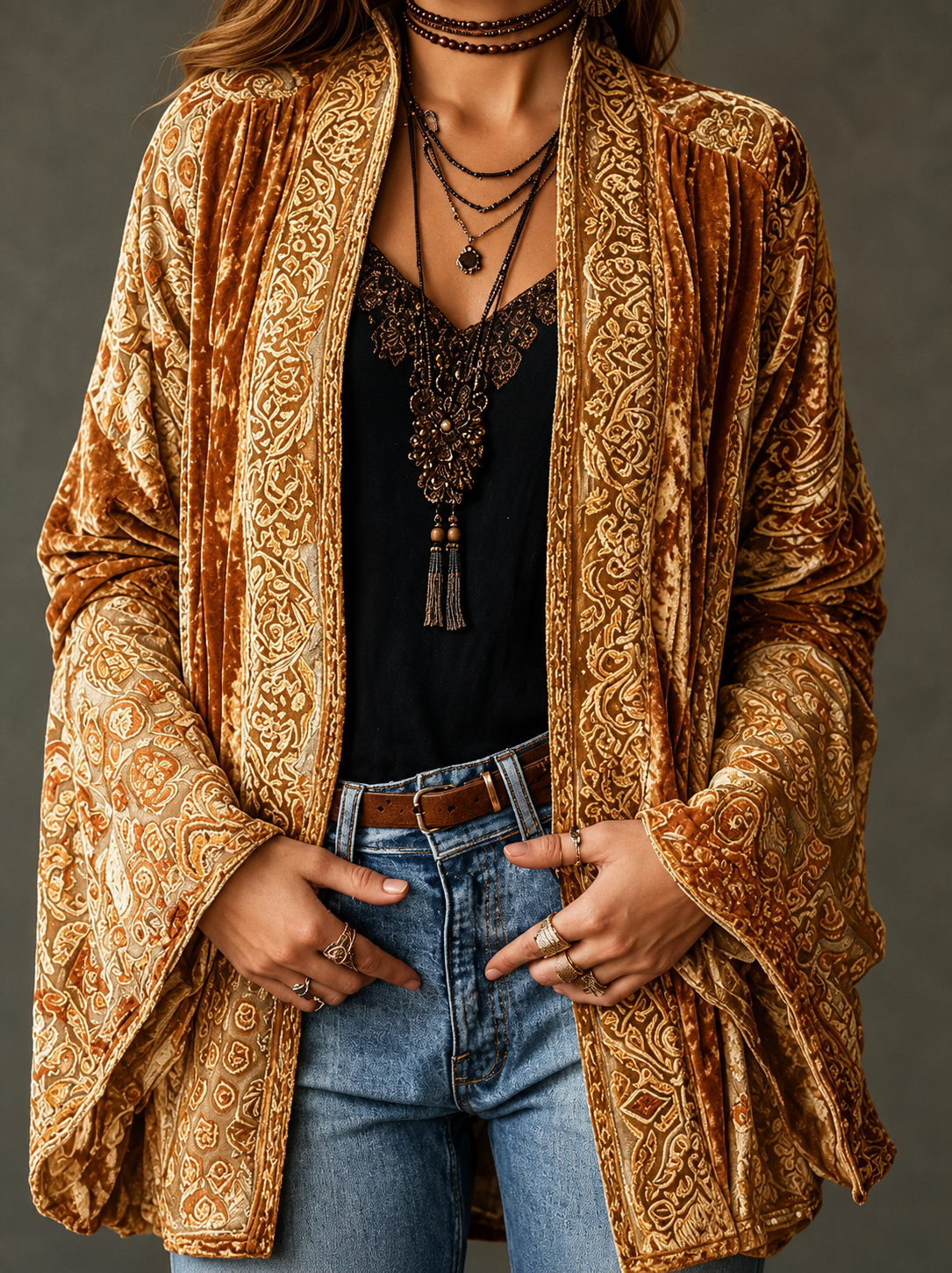 ROUSSEAU BORDEAUX | VESTE BOHO EN VELOURS POUR FEMMES