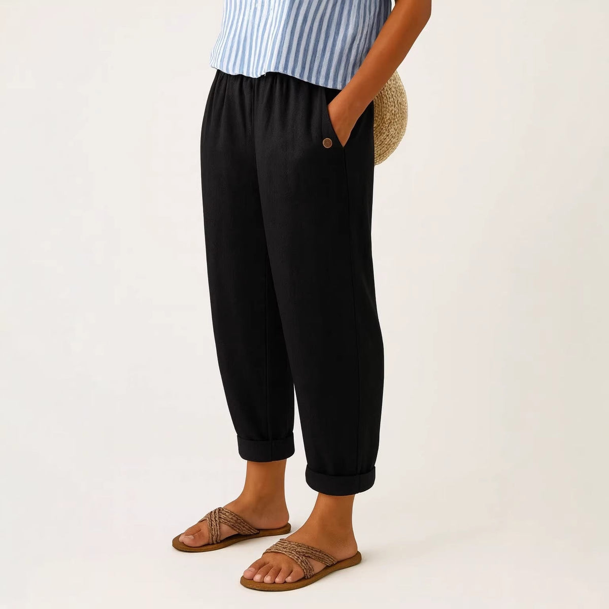 ROUSSEAU BORDEAUX | PANTALON FUSELÉ EN LIN MÉLANGÉ POUR FEMMES