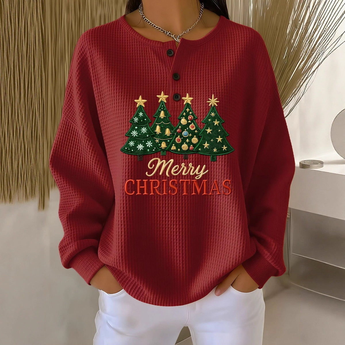 ROUSSEAU BORDEAUX | PULL EN TRICOT GAUFRE POUR FEMMES