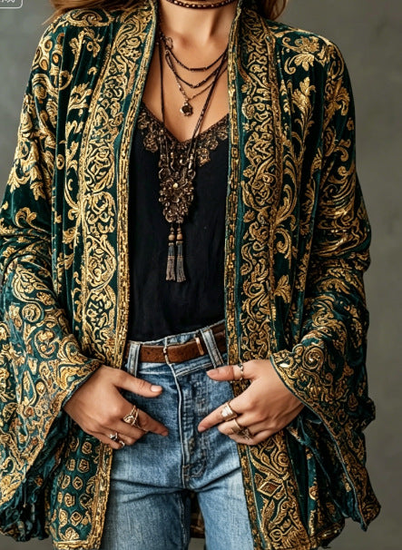 ROUSSEAU BORDEAUX | VESTE BOHO EN VELOURS POUR FEMMES