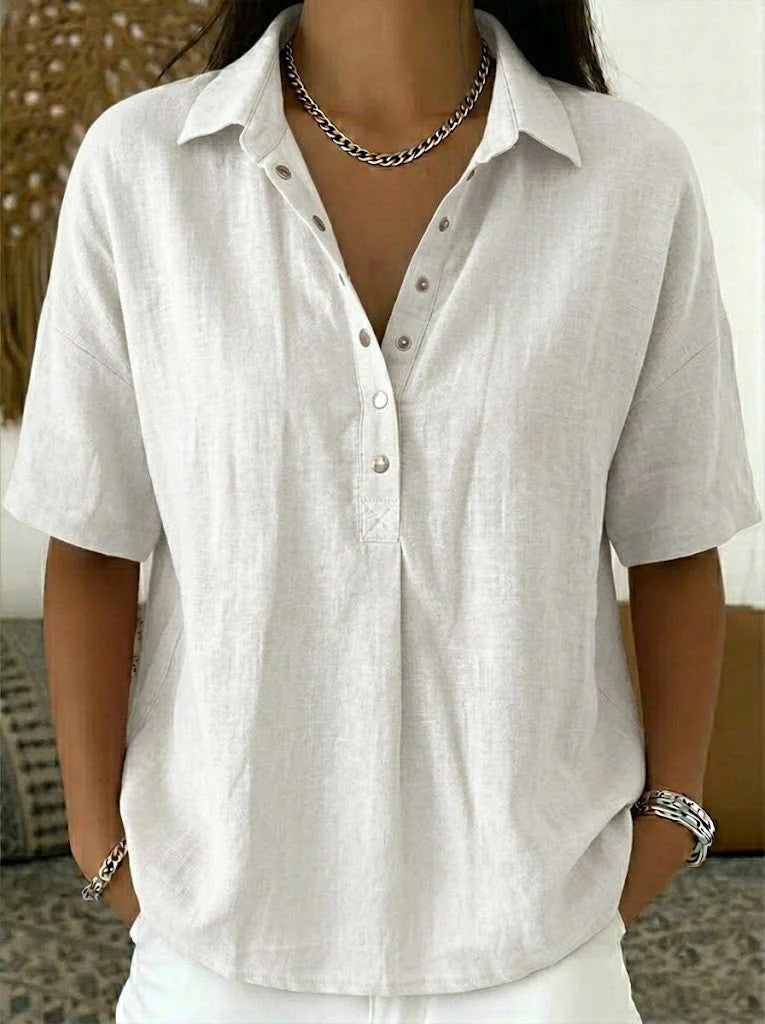 ROUSSEAU BORDEAUX | BLOUSE À COL EN V AVEC BOUTONS POUR FEMMES