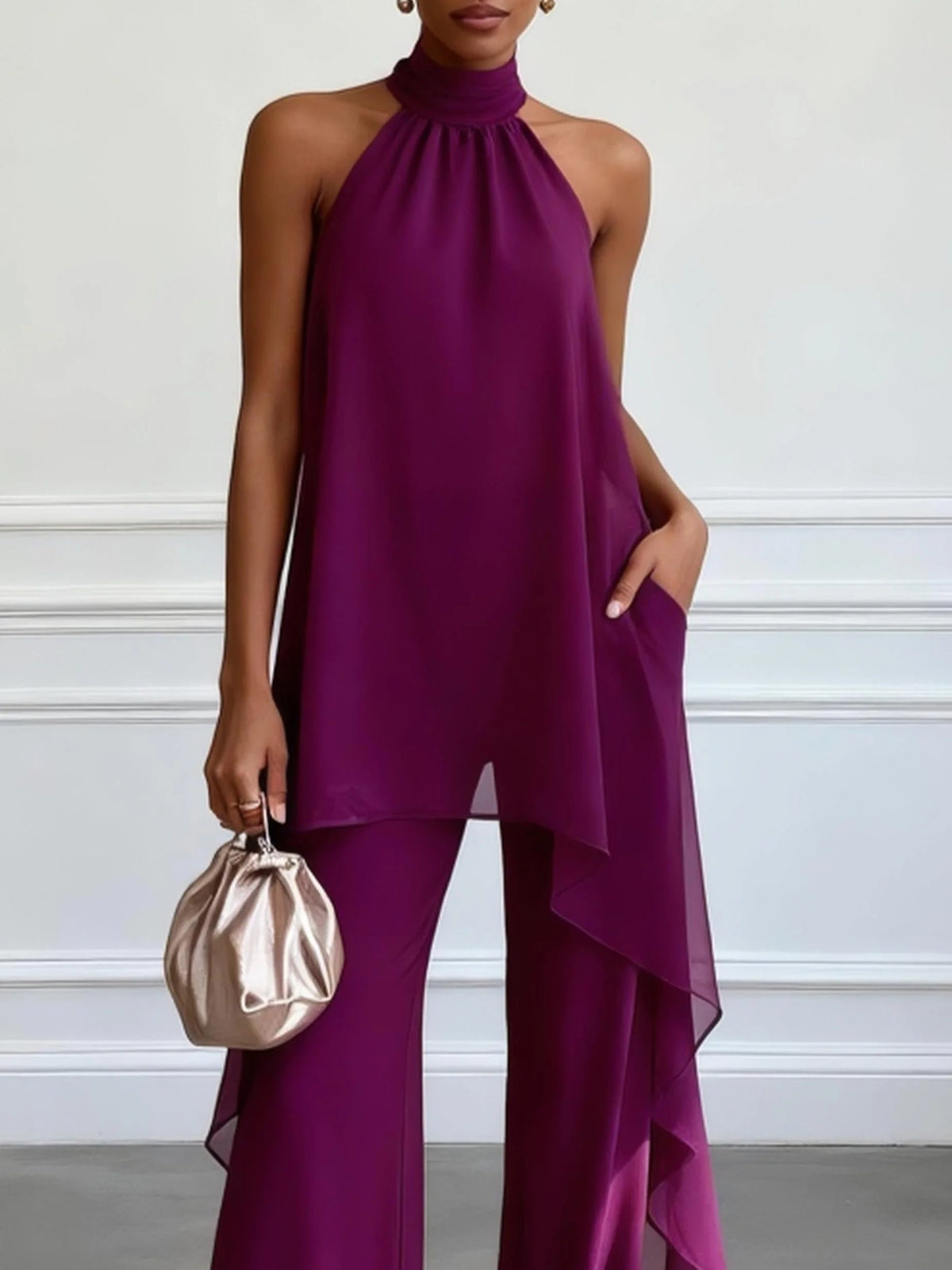 ROUSSEAU BORDEAUX | ENSEMBLE HALTER ÉLÉGANT POUR FEMMES