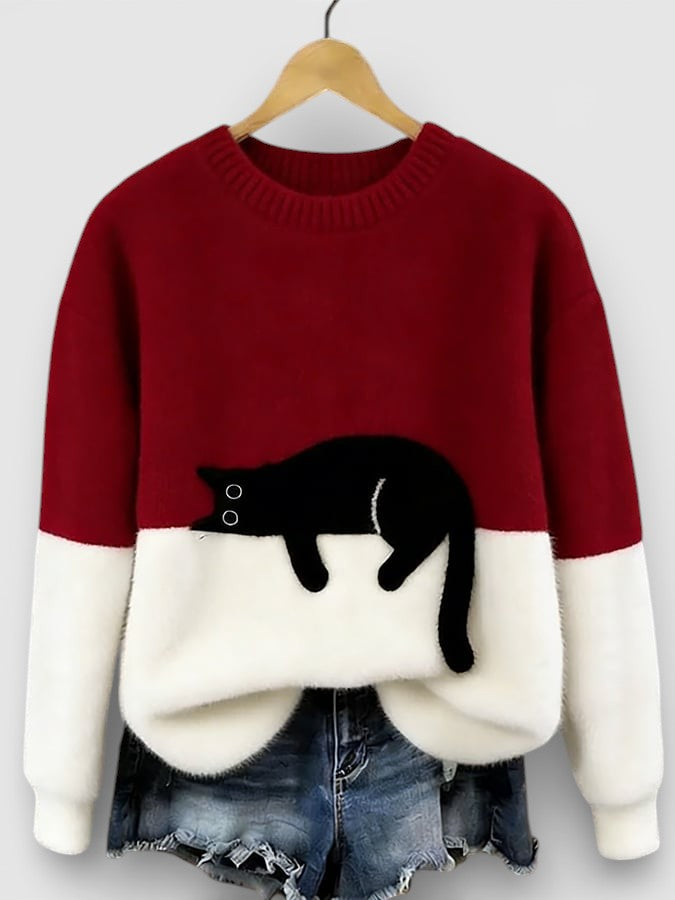 ROUSSEAU BORDEAUX | PULL IMPRIMÉ FÉLIN POUR FEMMES