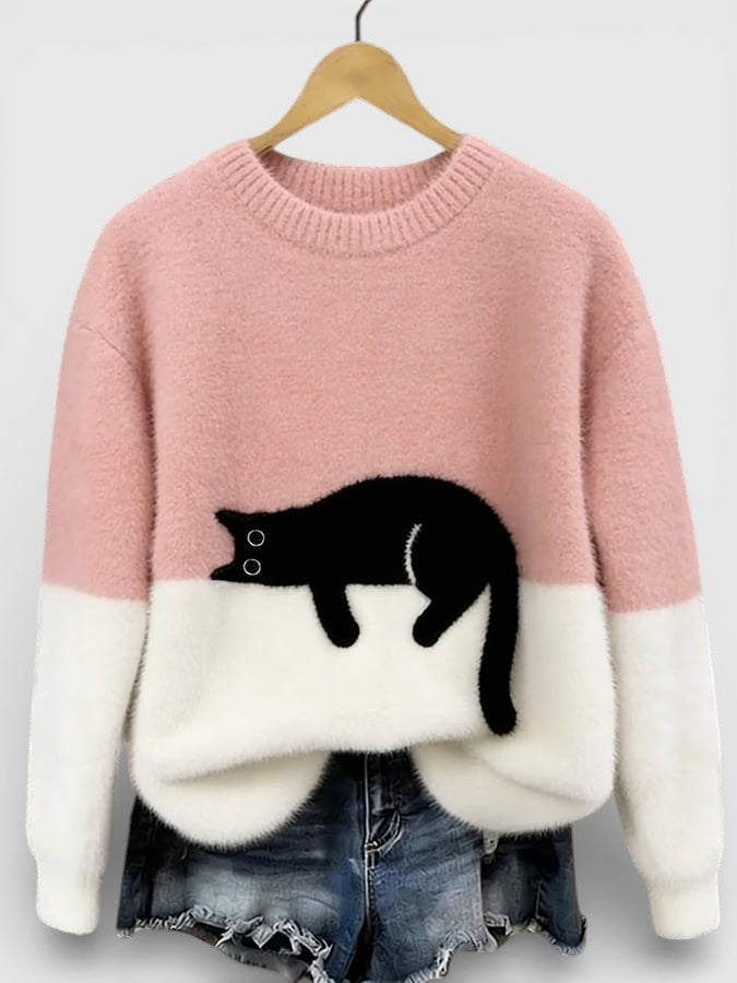 ROUSSEAU BORDEAUX | PULL IMPRIMÉ FÉLIN POUR FEMMES