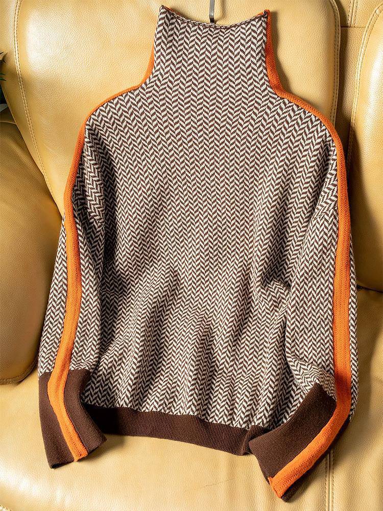 ROUSSEAU BORDEAUX | PULL RAYÉ À COL ROULÉ POUR FEMMES