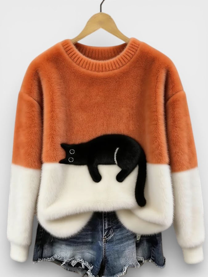 ROUSSEAU BORDEAUX | PULL IMPRIMÉ FÉLIN POUR FEMMES