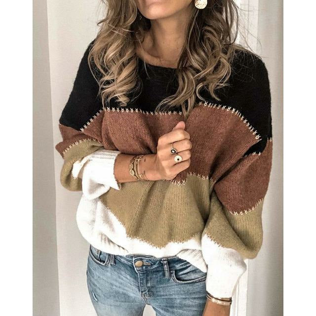 ROUSSEAU BORDEAUX | PULL PATCHWORK RAYÉ POUR FEMMES