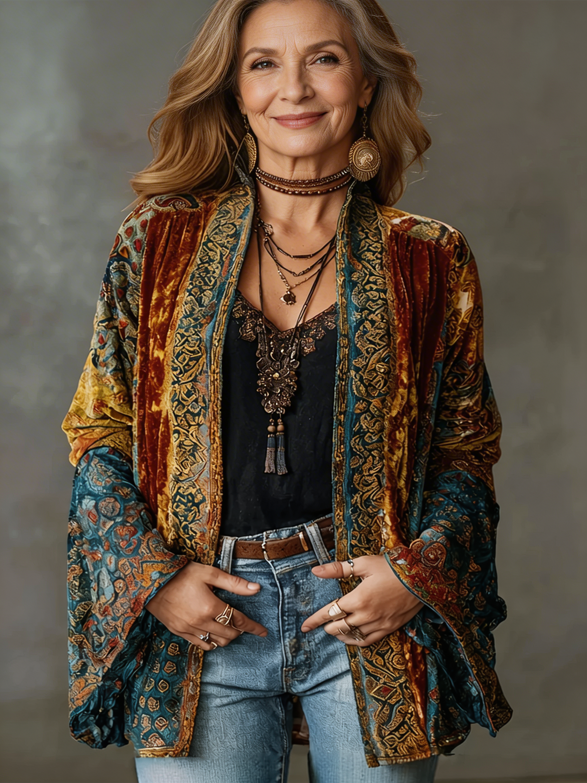 ROUSSEAU BORDEAUX | VESTE BOHO EN VELOURS POUR FEMMES