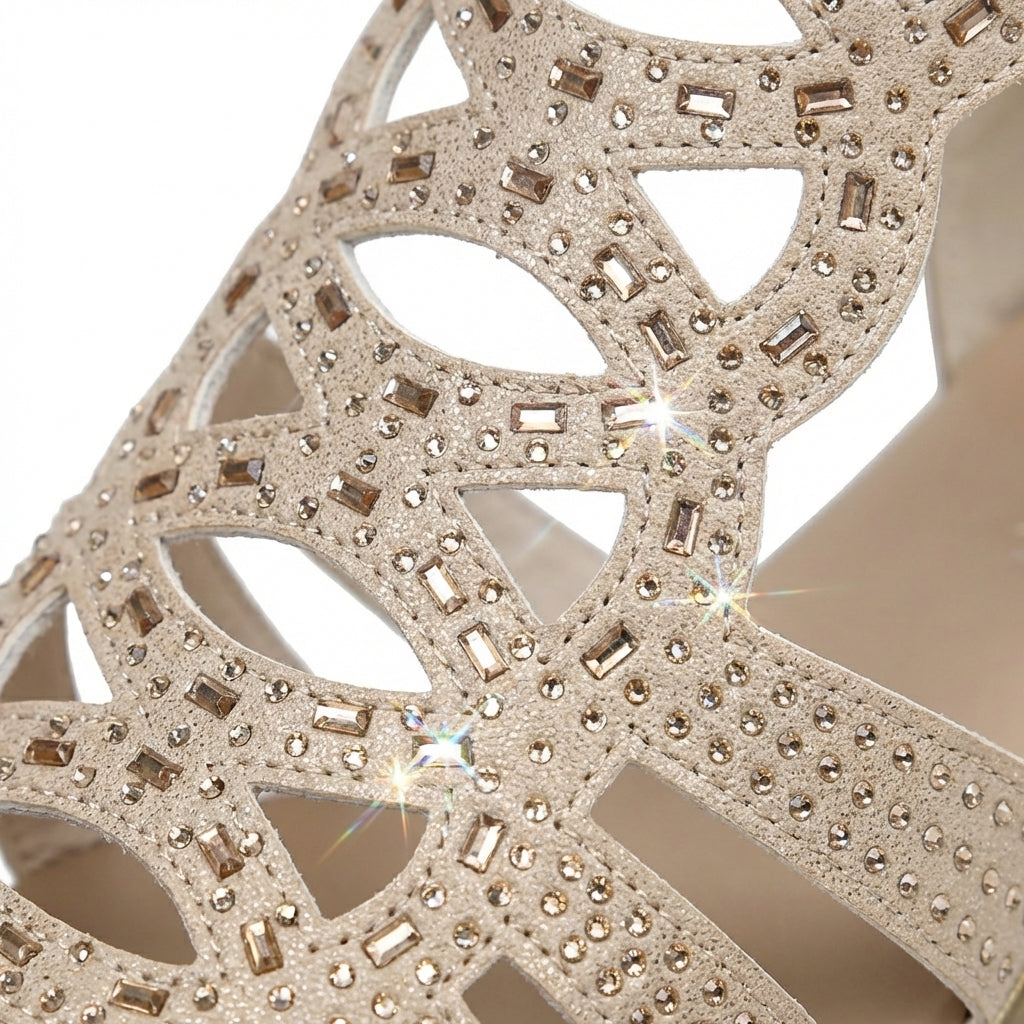 ROUSSEAU BORDEAUX | SANDALES À TALON COMPENSÉ À FERMETURE ÉCLAIR POUR FEMMES
