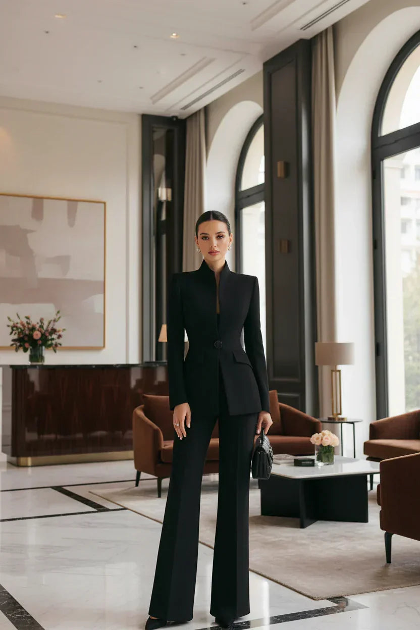 ROUSSEAU BORDEAUX | ENSEMBLE DE COSTUME FORMEL CHIC EN DEUX PIÈCES POUR FEMMES