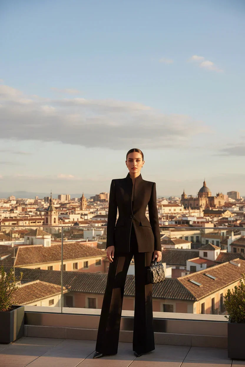 ROUSSEAU BORDEAUX | ENSEMBLE DE COSTUME FORMEL CHIC EN DEUX PIÈCES POUR FEMMES