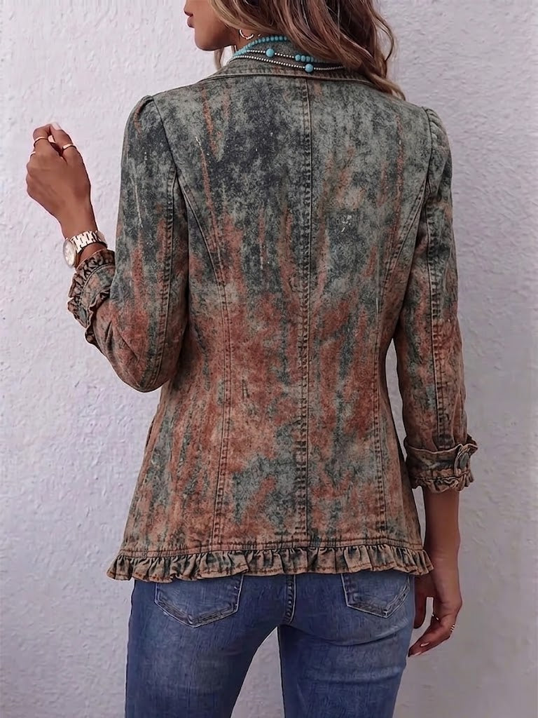 ROUSSEAU BORDEAUX | VESTE TEXTURÉE DÉGRADÉE À VOLANTS POUR FEMMES