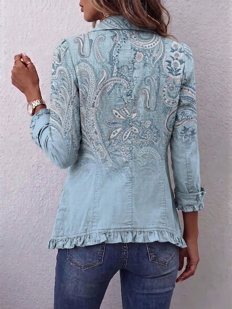 ROUSSEAU BORDEAUX | VESTE PAISLEY VINTAGE À VOLANTS POUR FEMMES