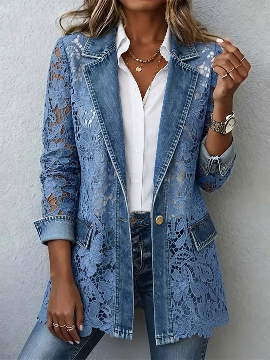 ROUSSEAU BORDEAUX | VESTE À DENTELLE FLORALE POUR FEMMES