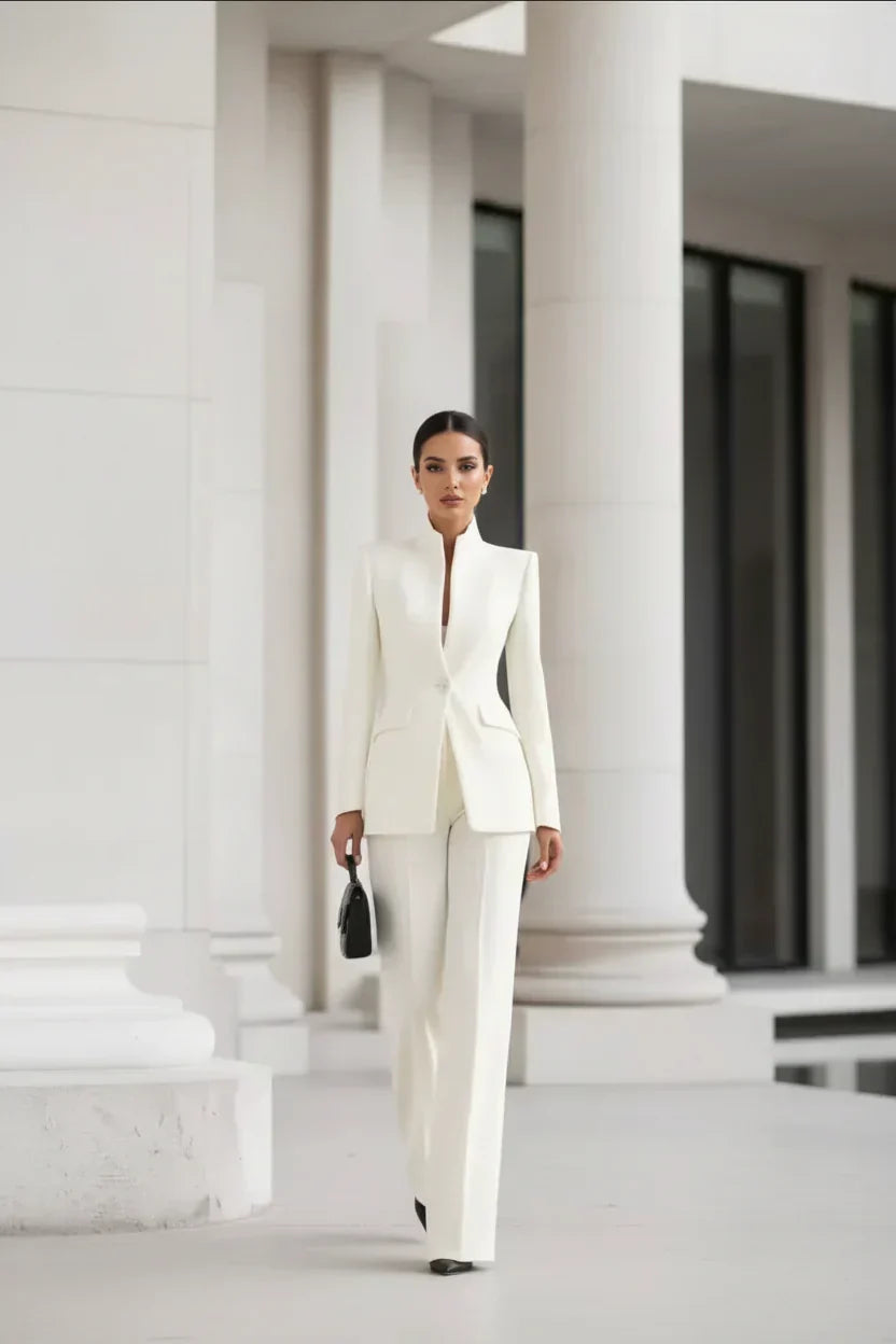ROUSSEAU BORDEAUX | ENSEMBLE DE COSTUME FORMEL CHIC EN DEUX PIÈCES POUR FEMMES