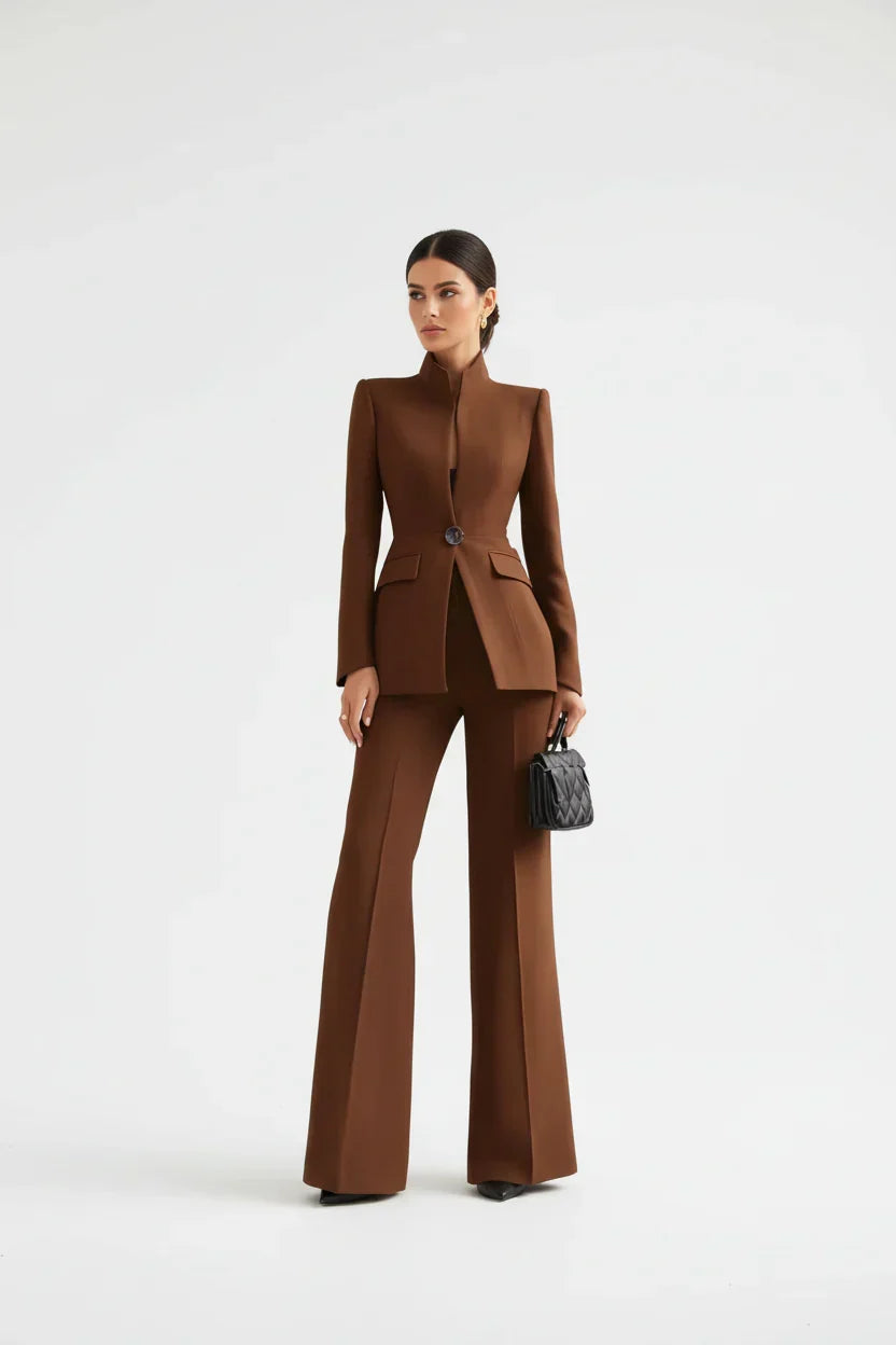 ROUSSEAU BORDEAUX | ENSEMBLE DE COSTUME FORMEL CHIC EN DEUX PIÈCES POUR FEMMES