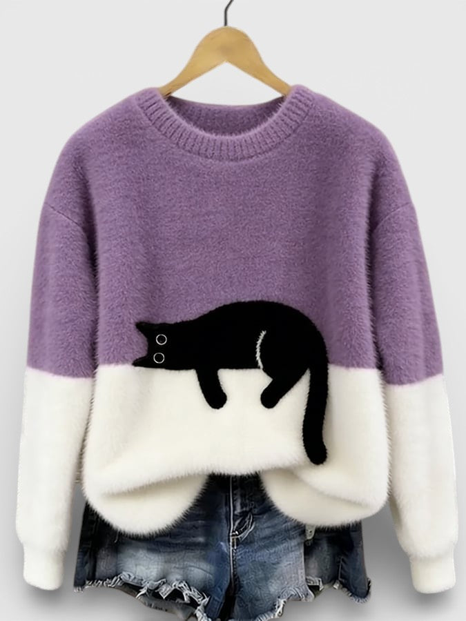 ROUSSEAU BORDEAUX | PULL IMPRIMÉ FÉLIN POUR FEMMES