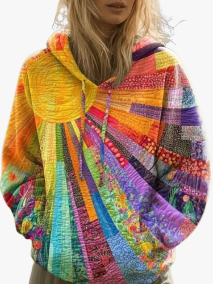 ROUSSEAU BORDEAUX | SWEAT À CAPUCHE PATCHWORK COLORÉ POUR FEMMES