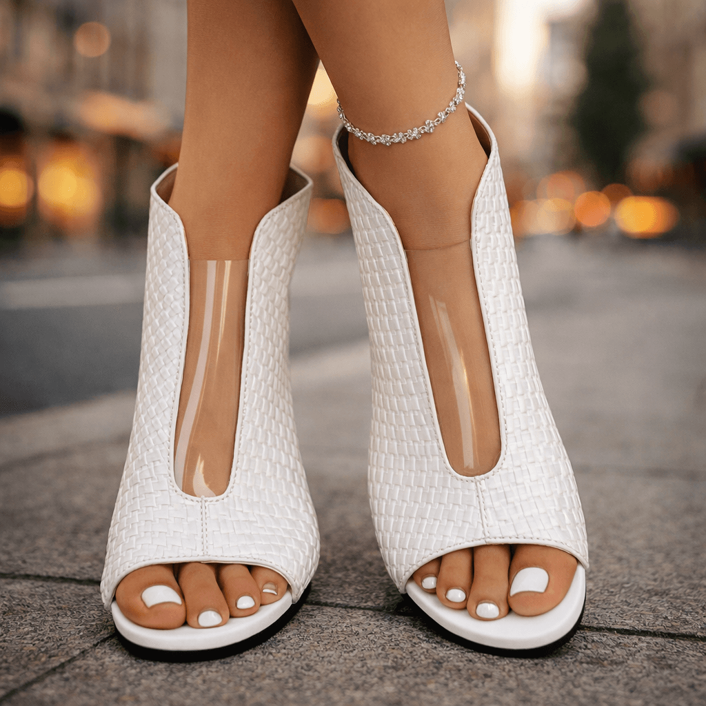 ROUSSEAU BORDEAUX | SANDALES À TALON TISSÉES POUR FEMMES