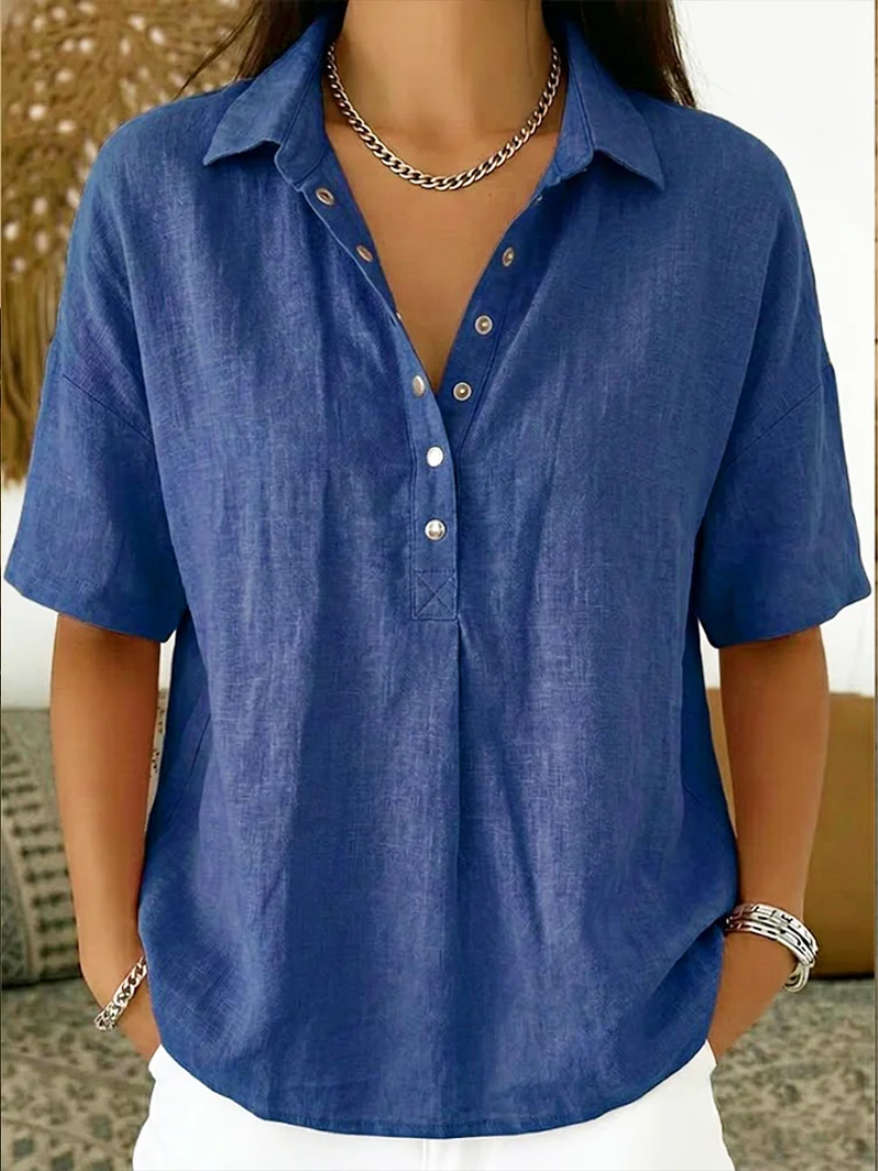 ROUSSEAU BORDEAUX | BLOUSE À COL EN V AVEC BOUTONS POUR FEMMES