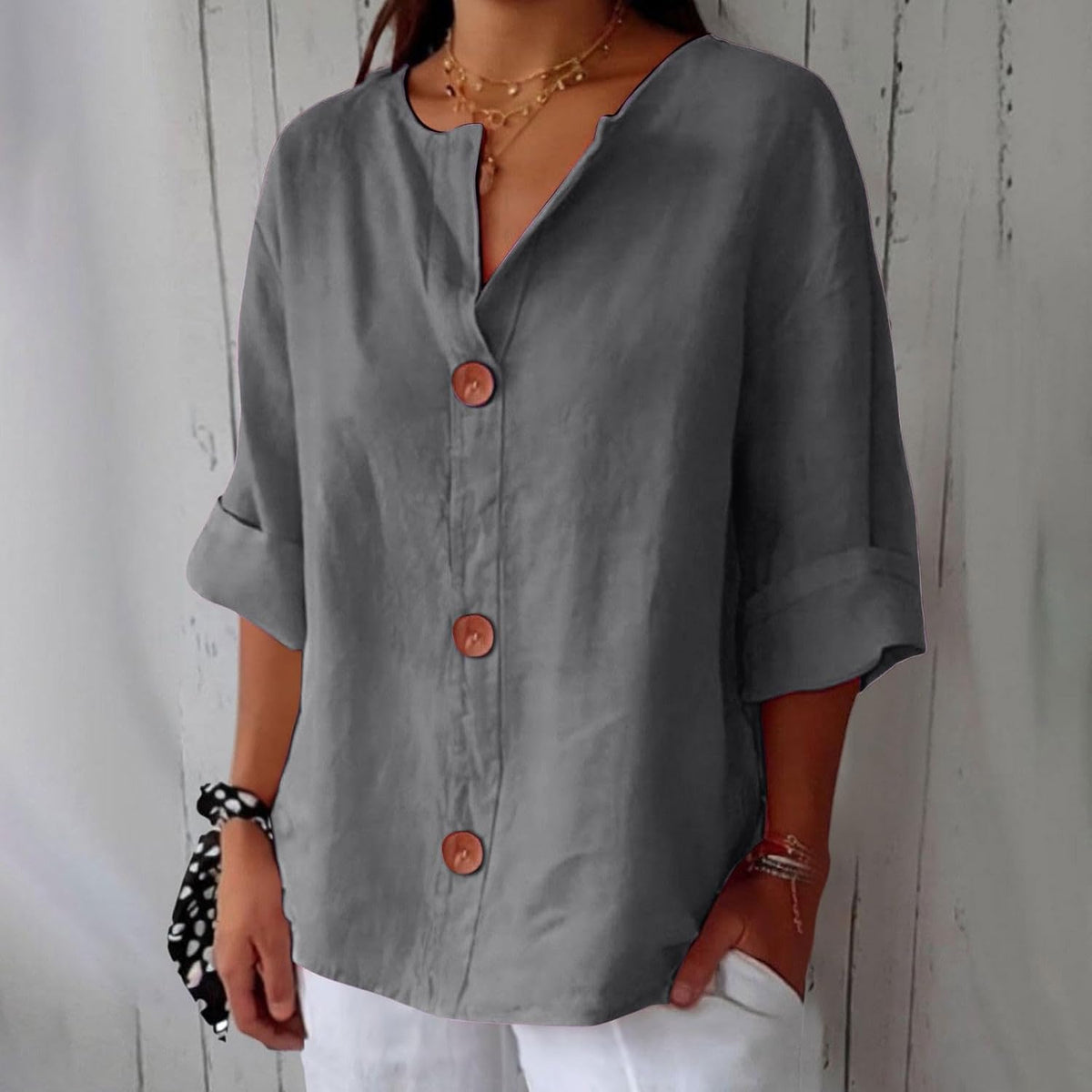 ROUSSEAU BORDEAUX | CHEMISE À COL EN V POUR FEMMES