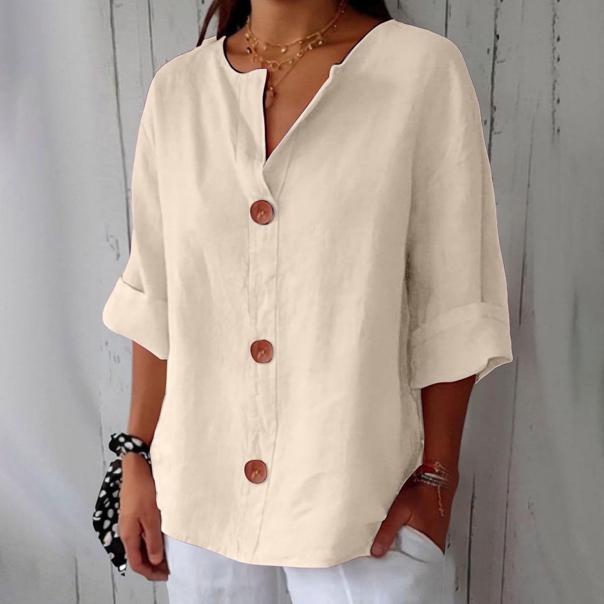 ROUSSEAU BORDEAUX | CHEMISE À COL EN V POUR FEMMES