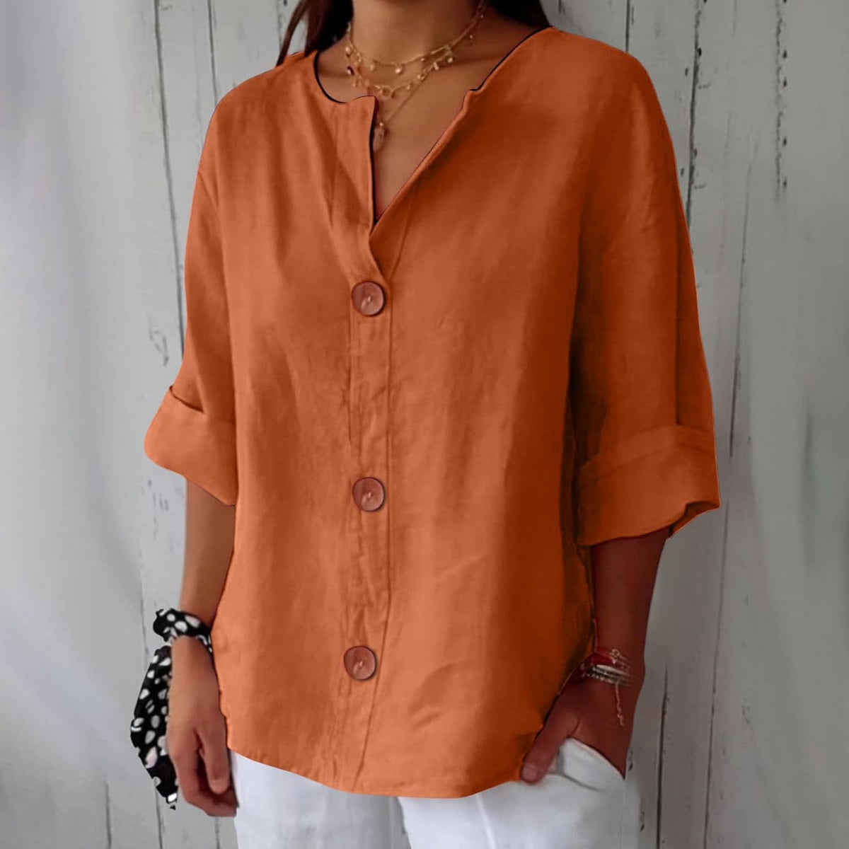 ROUSSEAU BORDEAUX | CHEMISE À COL EN V POUR FEMMES