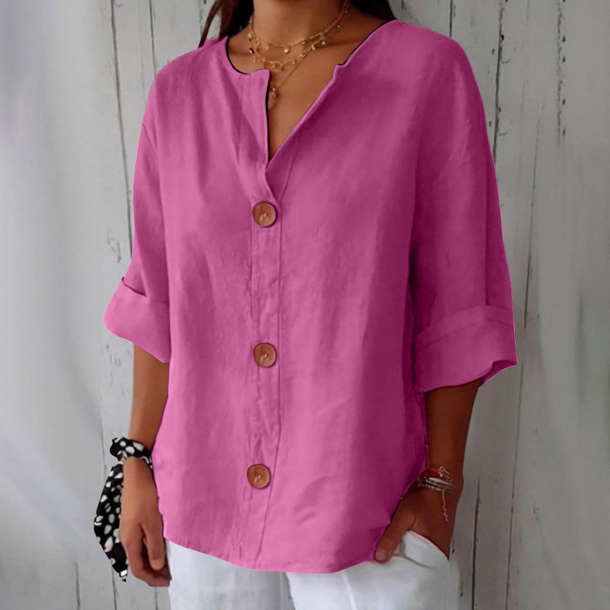 ROUSSEAU BORDEAUX | CHEMISE À COL EN V POUR FEMMES