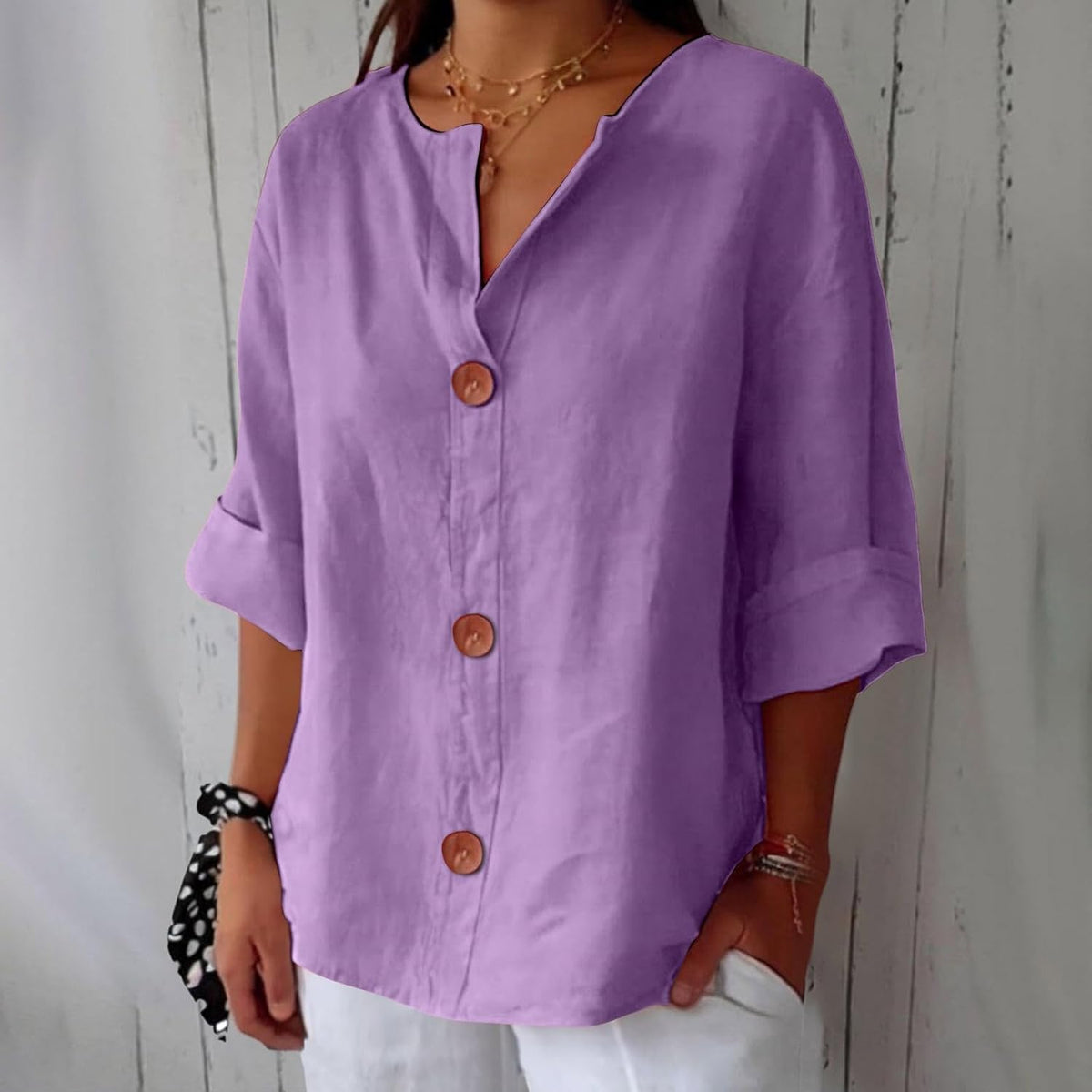 ROUSSEAU BORDEAUX | CHEMISE À COL EN V POUR FEMMES
