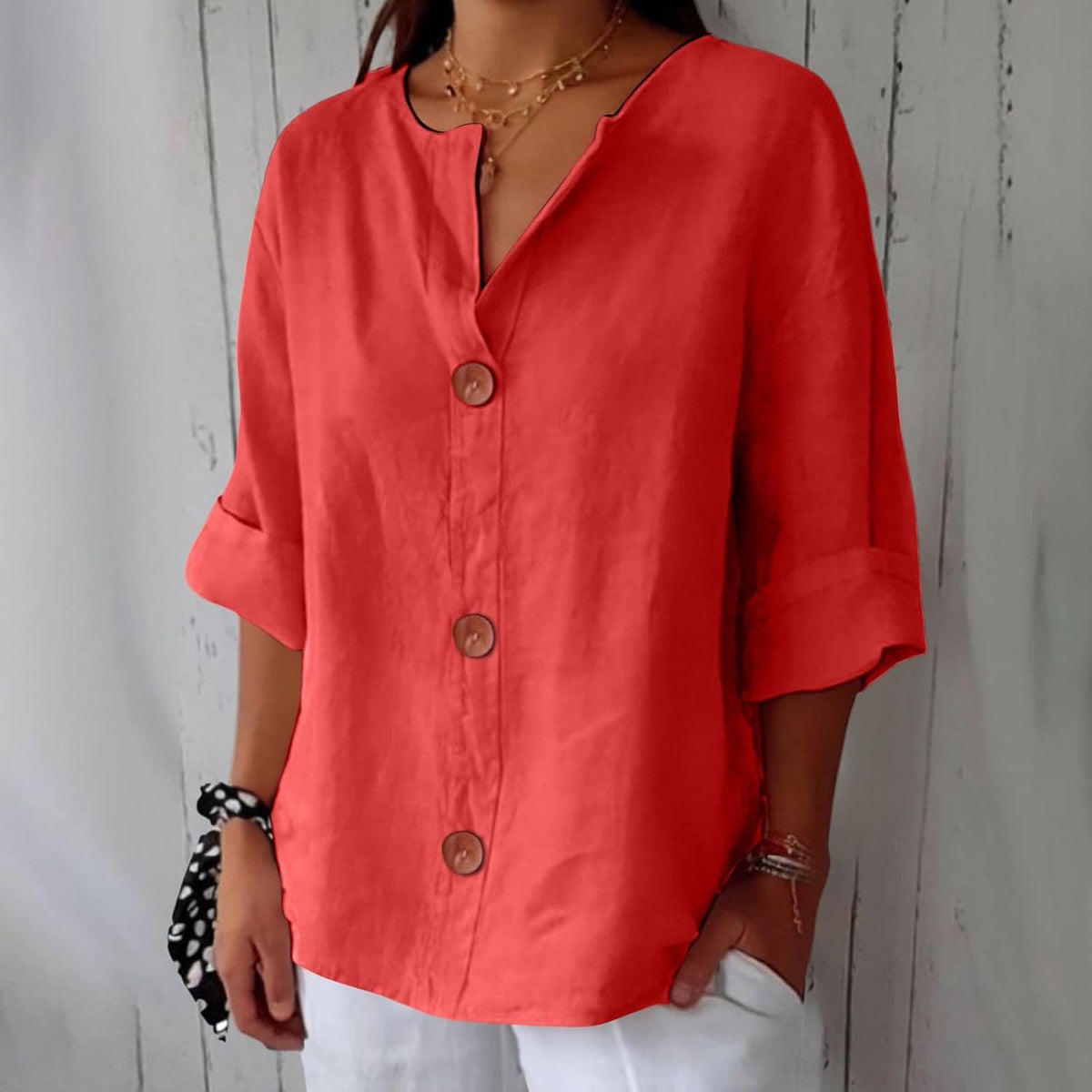 ROUSSEAU BORDEAUX | CHEMISE À COL EN V POUR FEMMES