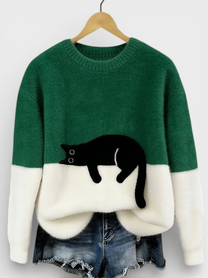 ROUSSEAU BORDEAUX | PULL IMPRIMÉ FÉLIN POUR FEMMES