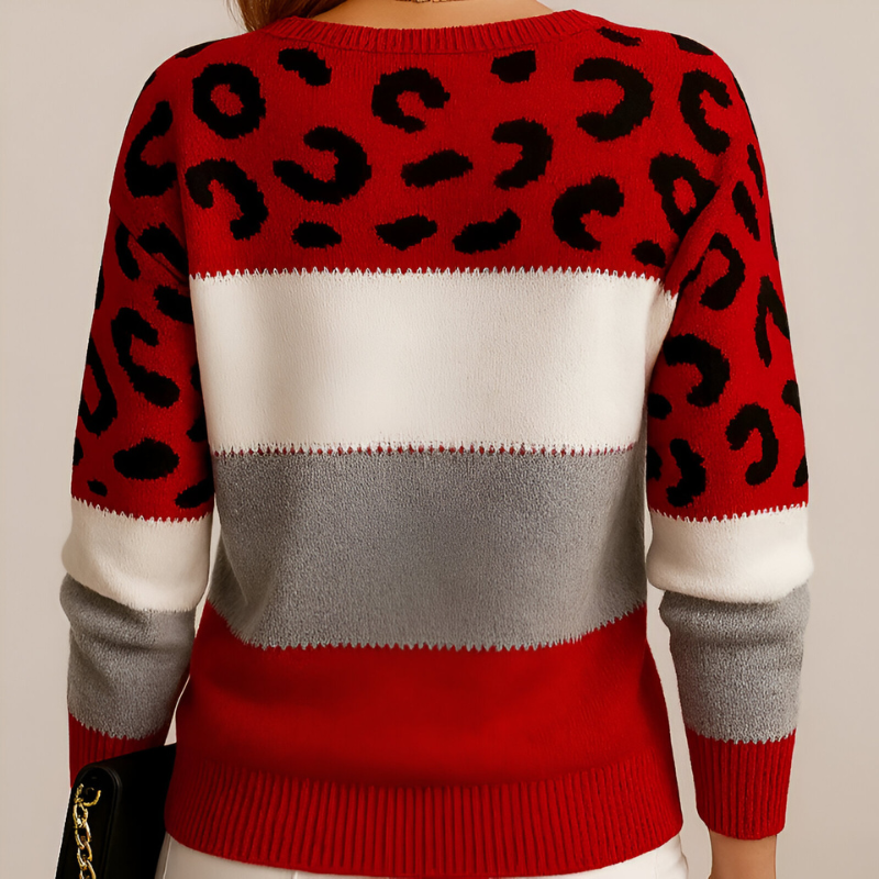 ROUSSEAU BORDEAUX | PULL LÉOPARD EN MAILLE DOUCE POUR FEMMES