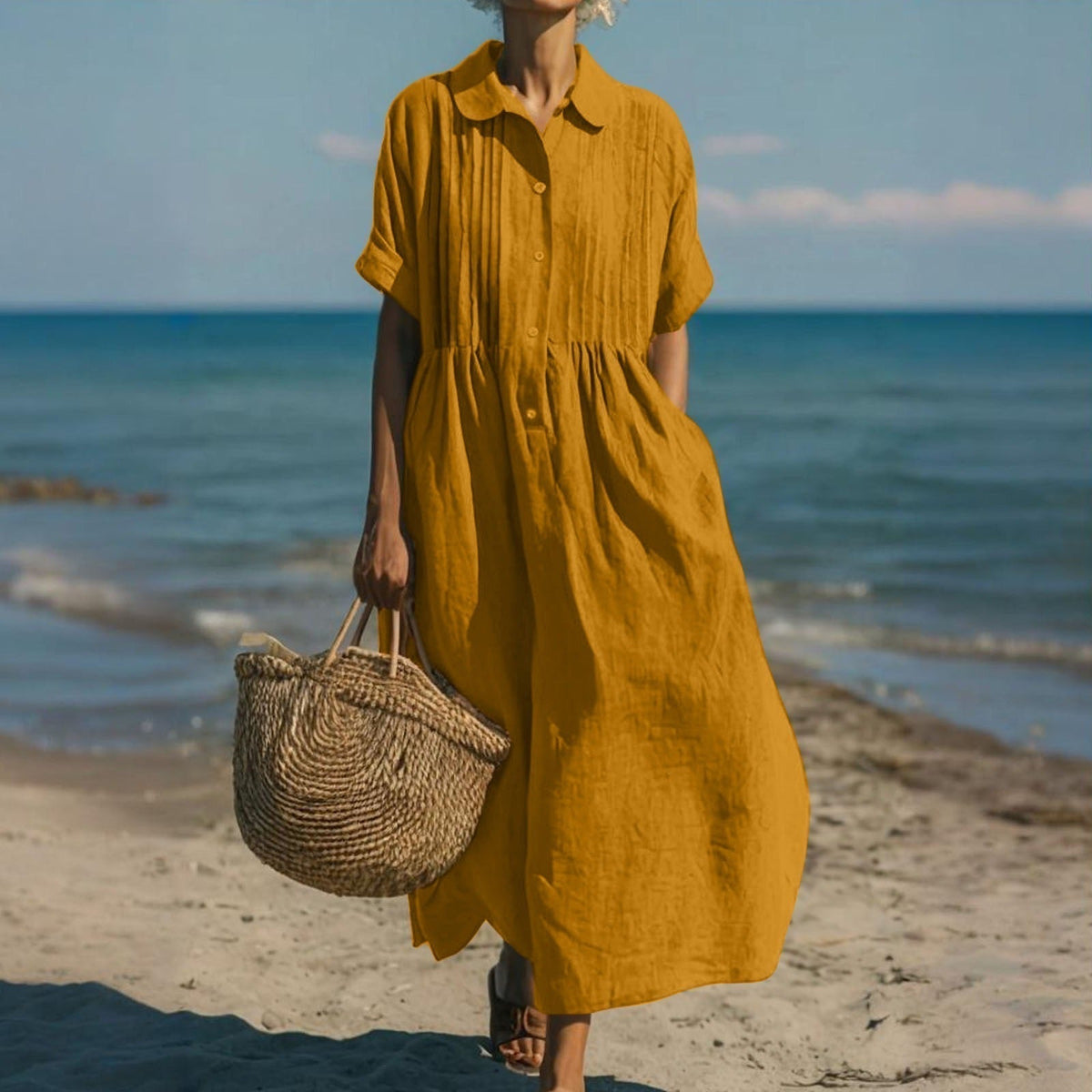 ROUSSEAU BORDEAUX | ROBE EN LIN ÉLÉGANTE POUR FEMMES