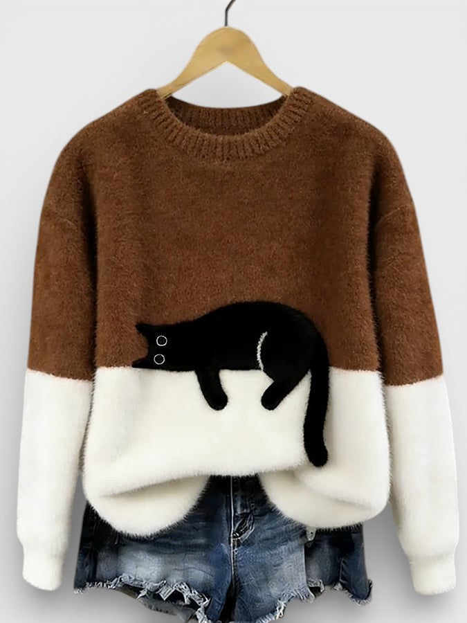 ROUSSEAU BORDEAUX | PULL IMPRIMÉ FÉLIN POUR FEMMES