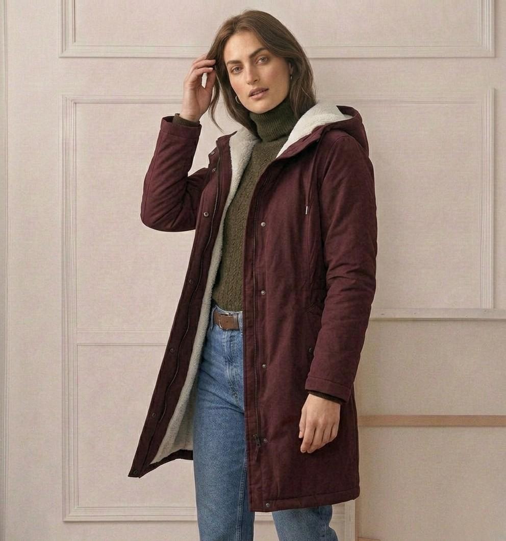 ROUSSEAU BORDEAUX| PARKA D'HIVER DOUBLÉE EN POLAIRE POUR FEMMES