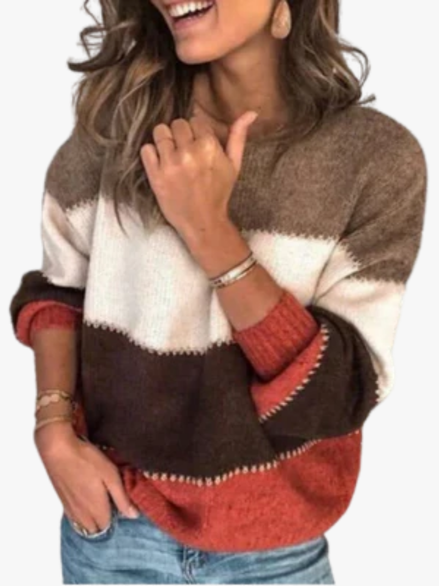 ROUSSEAU BORDEAUX | PULL PATCHWORK RAYÉ POUR FEMMES