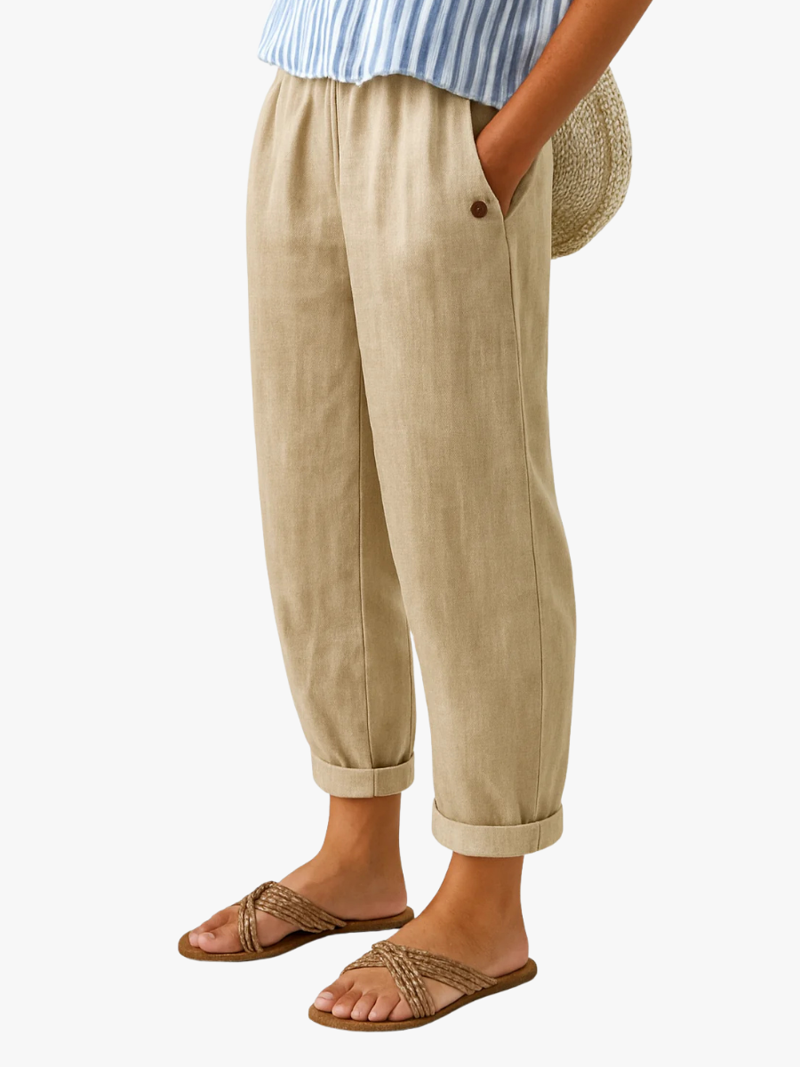ROUSSEAU BORDEAUX | PANTALON FUSELÉ EN LIN MÉLANGÉ POUR FEMMES