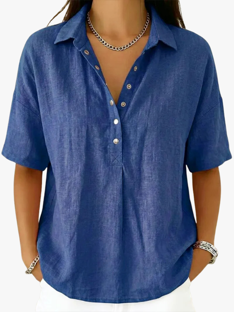 ROUSSEAU BORDEAUX | BLOUSE À COL EN V AVEC BOUTONS POUR FEMMES