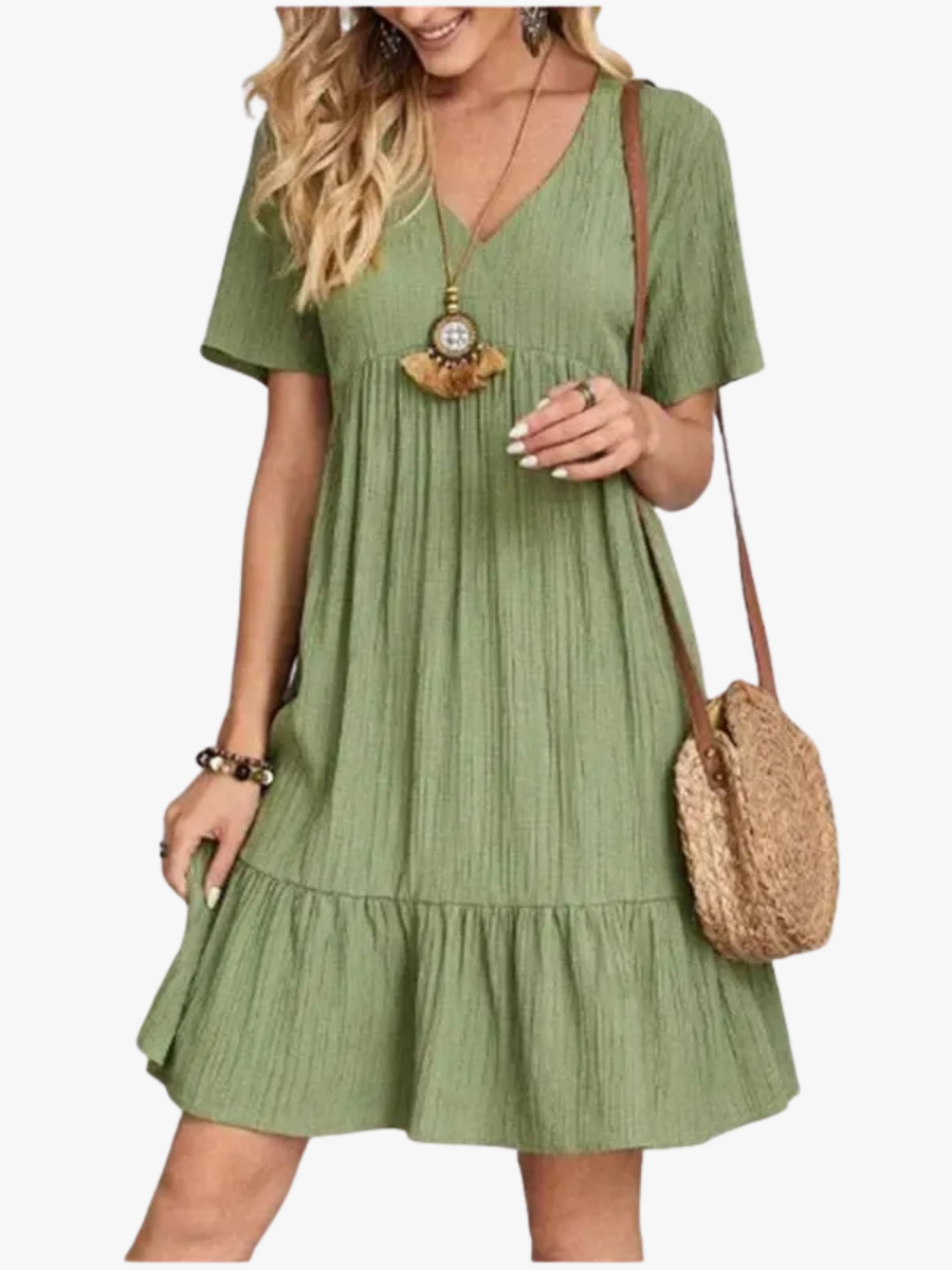 ROUSSEAU BORDEAUX | ROBE D'ÉTÉ CHIC À MANCHES COURTES POUR FEMME